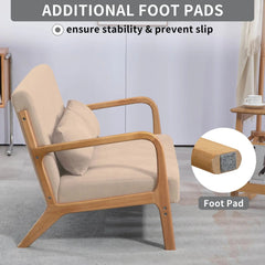 Bellemave® Leisure Chair with Solid Wood Armrest and Feet - Bellemave