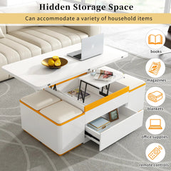 Bellemave® Lift - Top Coffee Table with 4 Storage Stools - Bellemave