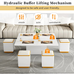 Bellemave® Lift - Top Coffee Table with 4 Storage Stools - Bellemave