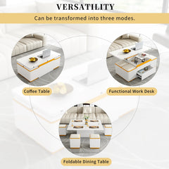 Bellemave® Lift - Top Coffee Table with 4 Storage Stools - Bellemave
