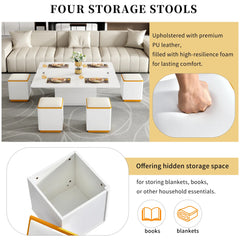 Bellemave® Lift - Top Coffee Table with 4 Storage Stools - Bellemave