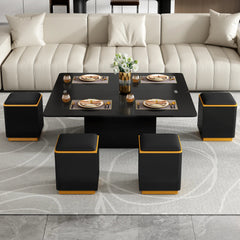 Bellemave® Lift - Top Coffee Table with 4 Storage Stools - Bellemave