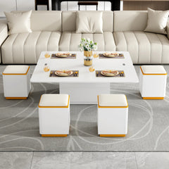 Bellemave® Lift - Top Coffee Table with 4 Storage Stools - Bellemave