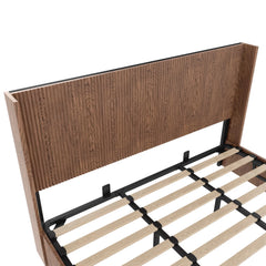 Bellemave® Lift-Top Storage Platform Bed with Fluted Wood Headboard, Hydraulic Lift Bed Frame with Hidden Storage, No Box Spring Required - Bellemave