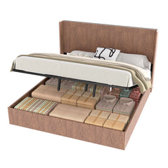 Bellemave® Lift-Top Storage Platform Bed with Fluted Wood Headboard, Hydraulic Lift Bed Frame with Hidden Storage, No Box Spring Required - Bellemave