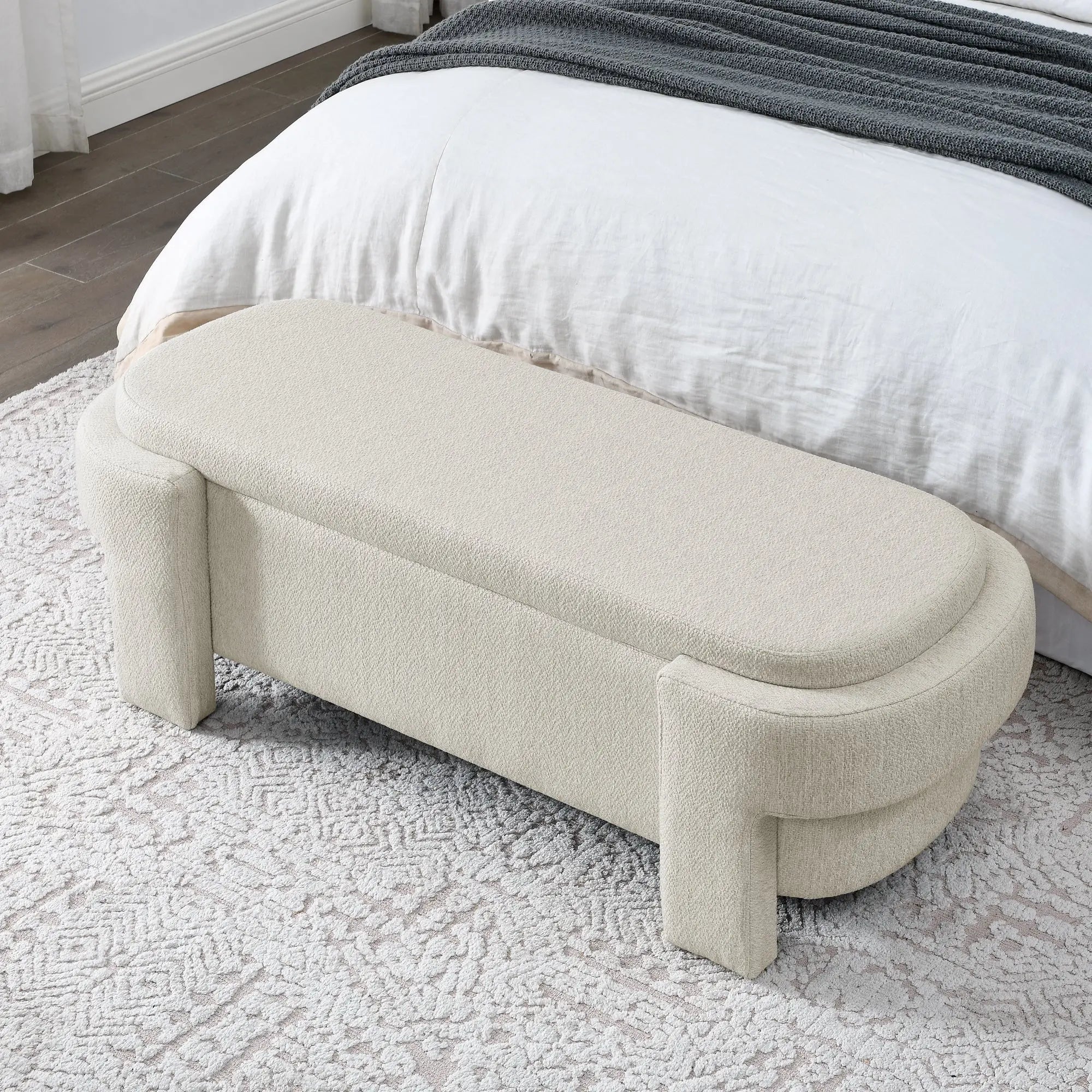 Bellemave® Linen Fabric Upholstered Bench with Large Storage Space - Bellemave