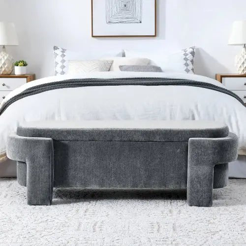 Bellemave® Linen Fabric Upholstered Bench with Large Storage Space - Bellemave