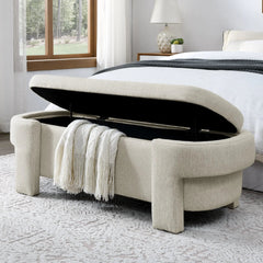 Bellemave® Linen Fabric Upholstered Bench with Large Storage Space - Bellemave