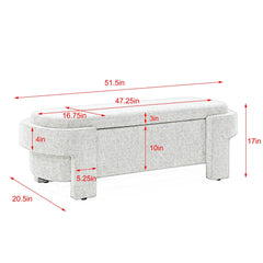 Bellemave® Linen Fabric Upholstered Bench with Large Storage Space - Bellemave
