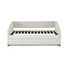 Bellemave® Linen Fabric Upholstered Tufted Daybed with Trundle Bed - Bellemave