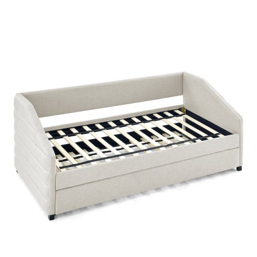 Bellemave® Linen Fabric Upholstered Tufted Daybed with Trundle Bed - Bellemave
