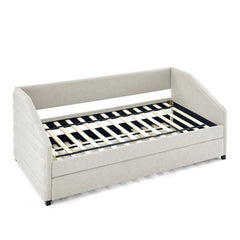 Bellemave® Linen Fabric Upholstered Tufted Daybed with Trundle Bed - Bellemave