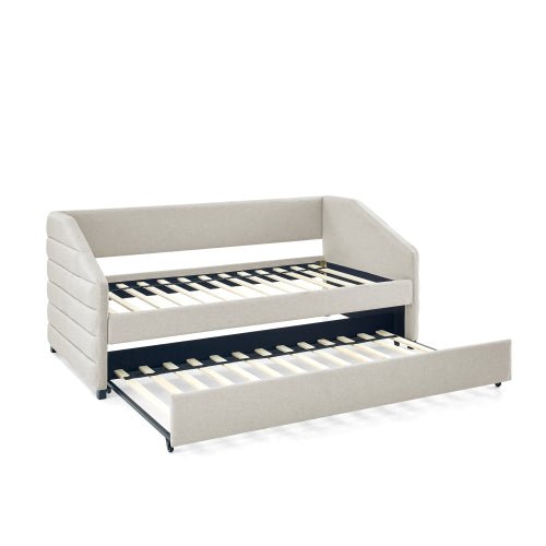 Bellemave® Linen Fabric Upholstered Tufted Daybed with Trundle Bed - Bellemave