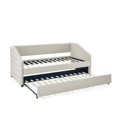 Bellemave® Linen Fabric Upholstered Tufted Daybed with Trundle Bed - Bellemave