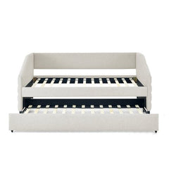 Bellemave® Linen Fabric Upholstered Tufted Daybed with Trundle Bed - Bellemave