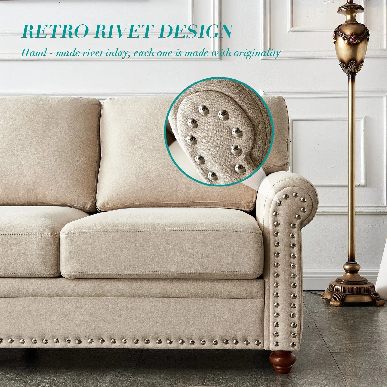 Bellemave® Linen Fabric Upholstery with Storage Sofa 1+2+3 Sectional - Bellemave