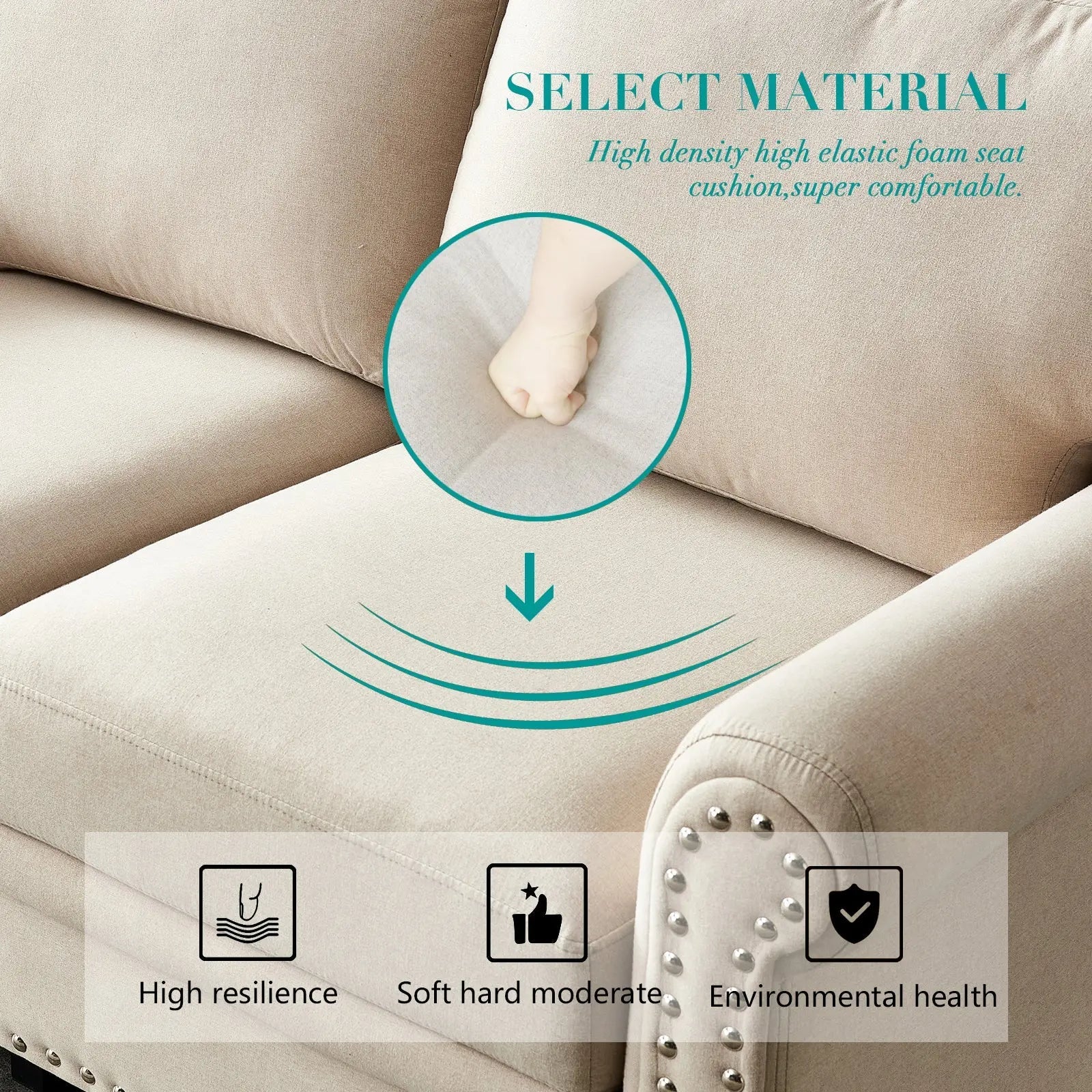 Bellemave® Linen Fabric Upholstery with Storage Sofa 1+2+3 Sectional - Bellemave