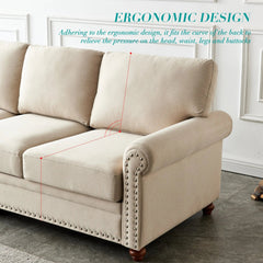 Bellemave® Linen Fabric Upholstery with Storage Sofa 1+2+3 Sectional - Bellemave