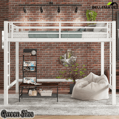 Bellemave® Loft Bed Full Size, Heavy Duty Loft Bed Frame with 2 Build in Ladder and Full Length Guardrail, Easy Assemble, Noise Free Design, No Box Spring Needed, Black - Bellemave