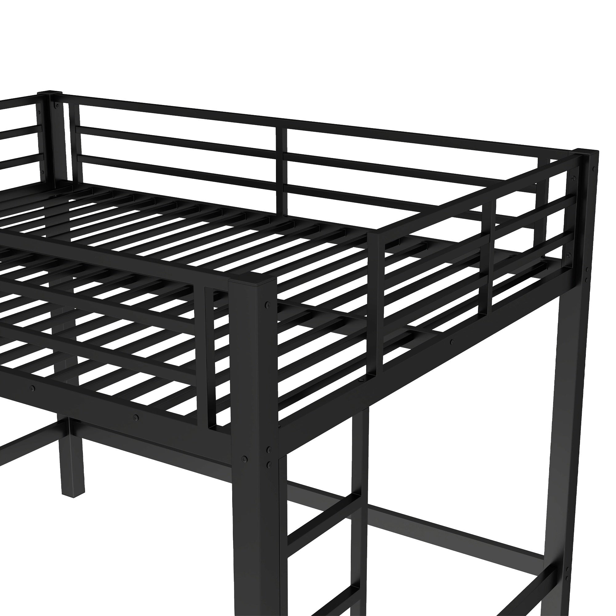 Bellemave® Loft Bed Full Size, Heavy Duty Loft Bed Frame with 2 Build in Ladder and Full Length Guardrail, Easy Assemble, Noise Free Design, No Box Spring Needed, Black - Bellemave