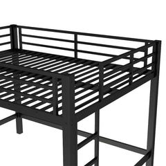 Bellemave® Loft Bed Full Size, Heavy Duty Loft Bed Frame with 2 Build in Ladder and Full Length Guardrail, Easy Assemble, Noise Free Design, No Box Spring Needed, Black - Bellemave