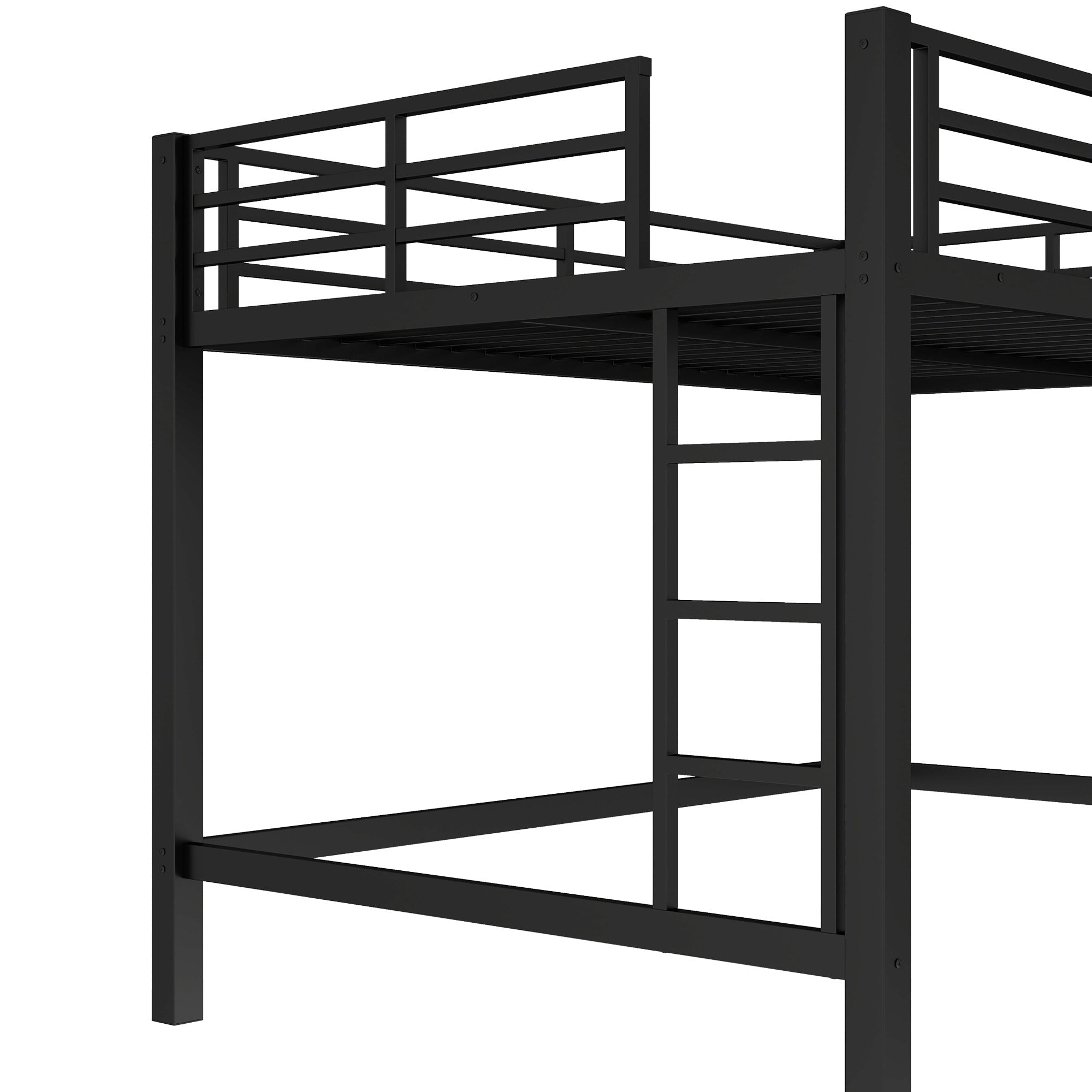 Bellemave® Loft Bed Full Size, Heavy Duty Loft Bed Frame with 2 Build in Ladder and Full Length Guardrail, Easy Assemble, Noise Free Design, No Box Spring Needed, Black - Bellemave