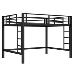 Bellemave® Loft Bed Full Size, Heavy Duty Loft Bed Frame with 2 Build in Ladder and Full Length Guardrail, Easy Assemble, Noise Free Design, No Box Spring Needed, Black - Bellemave