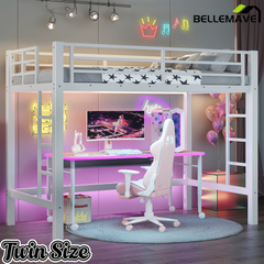 Bellemave® Loft Bed Full Size, Heavy Duty Loft Bed Frame with 2 Build in Ladder and Full Length Guardrail, Easy Assemble, Noise Free Design, No Box Spring Needed, Black - Bellemave