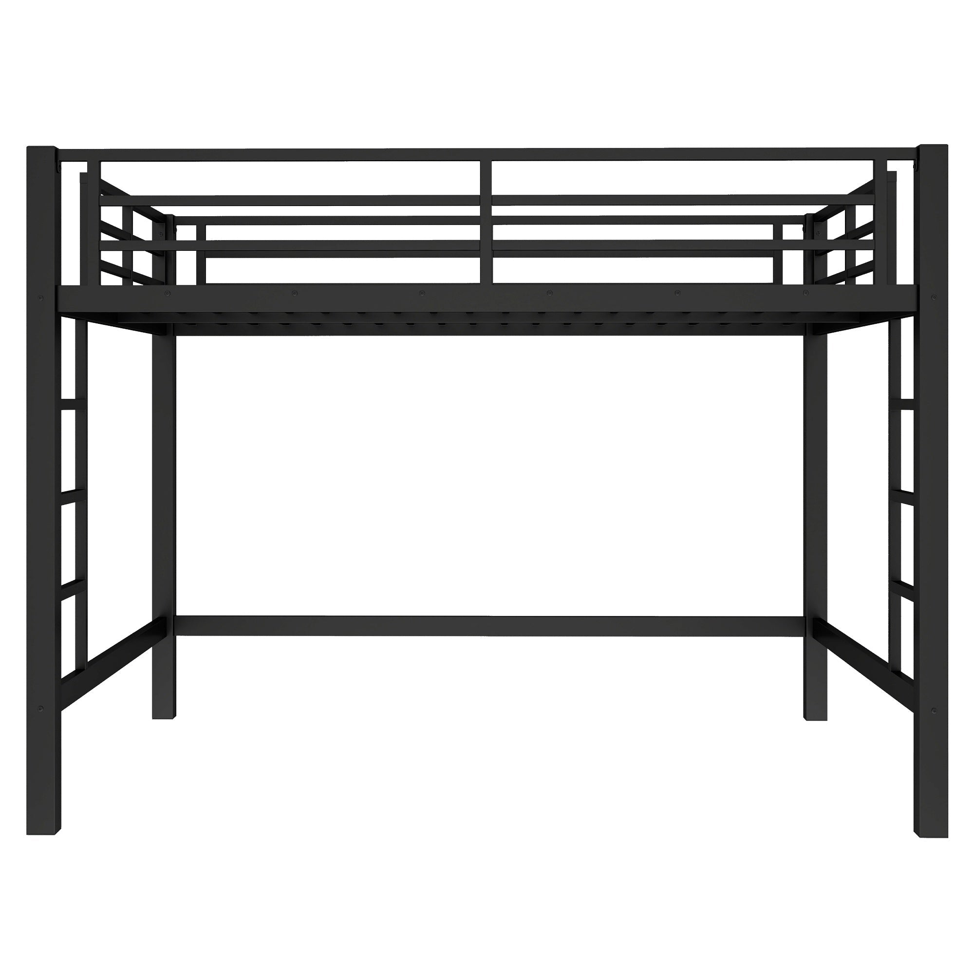 Bellemave® Loft Bed Full Size, Heavy Duty Loft Bed Frame with 2 Build in Ladder and Full Length Guardrail, Easy Assemble, Noise Free Design, No Box Spring Needed, Black - Bellemave