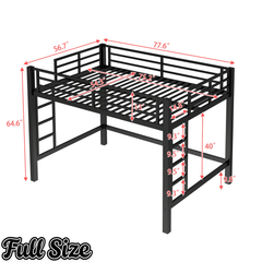 Bellemave® Loft Bed Full Size, Heavy Duty Loft Bed Frame with 2 Build in Ladder and Full Length Guardrail, Easy Assemble, Noise Free Design, No Box Spring Needed, Black - Bellemave
