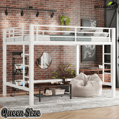 Bellemave® Loft Bed Full Size, Heavy Duty Loft Bed Frame with 2 Build in Ladder and Full Length Guardrail, Easy Assemble, Noise Free Design, No Box Spring Needed, Black - Bellemave