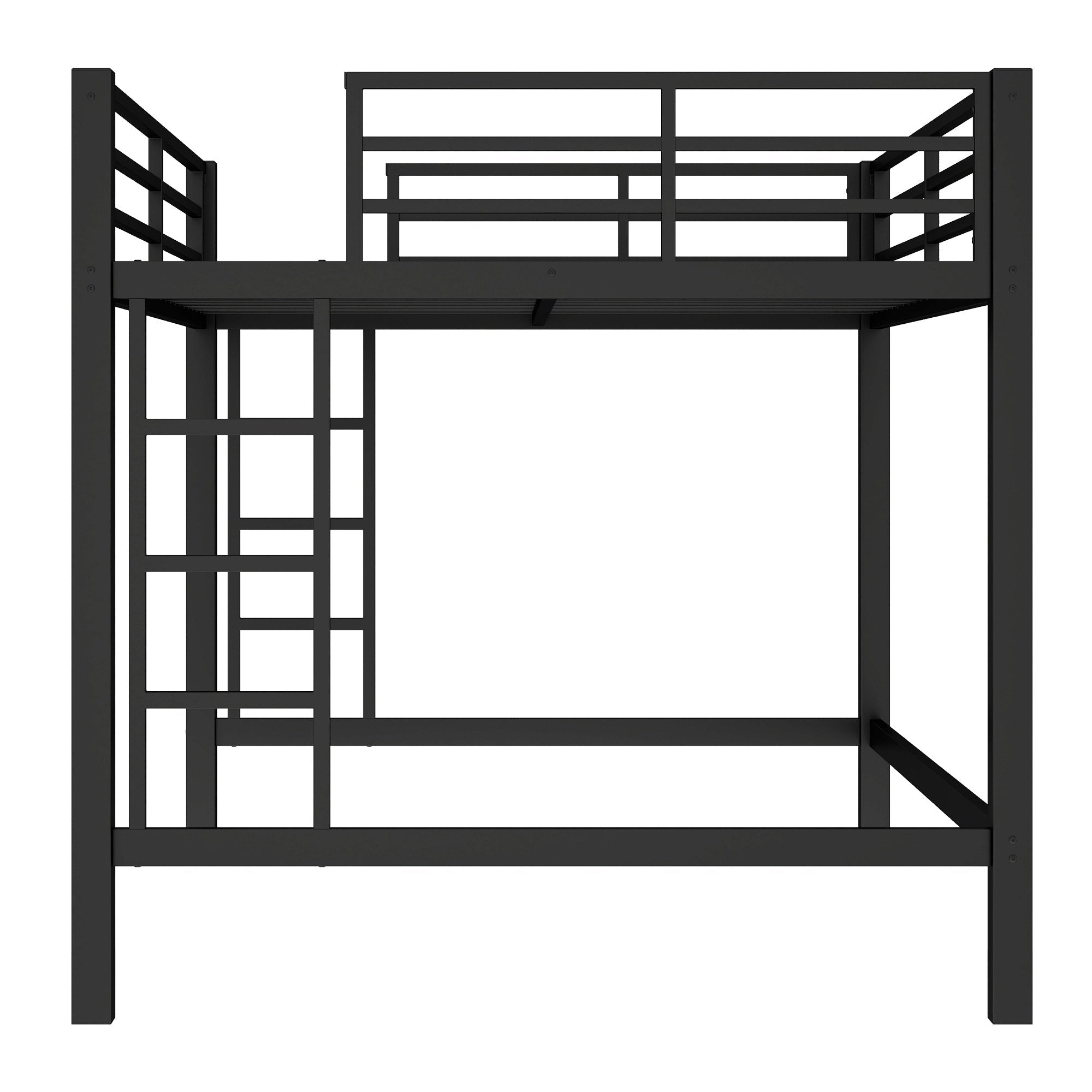 Bellemave® Loft Bed Full Size, Heavy Duty Loft Bed Frame with 2 Build in Ladder and Full Length Guardrail, Easy Assemble, Noise Free Design, No Box Spring Needed, Black - Bellemave