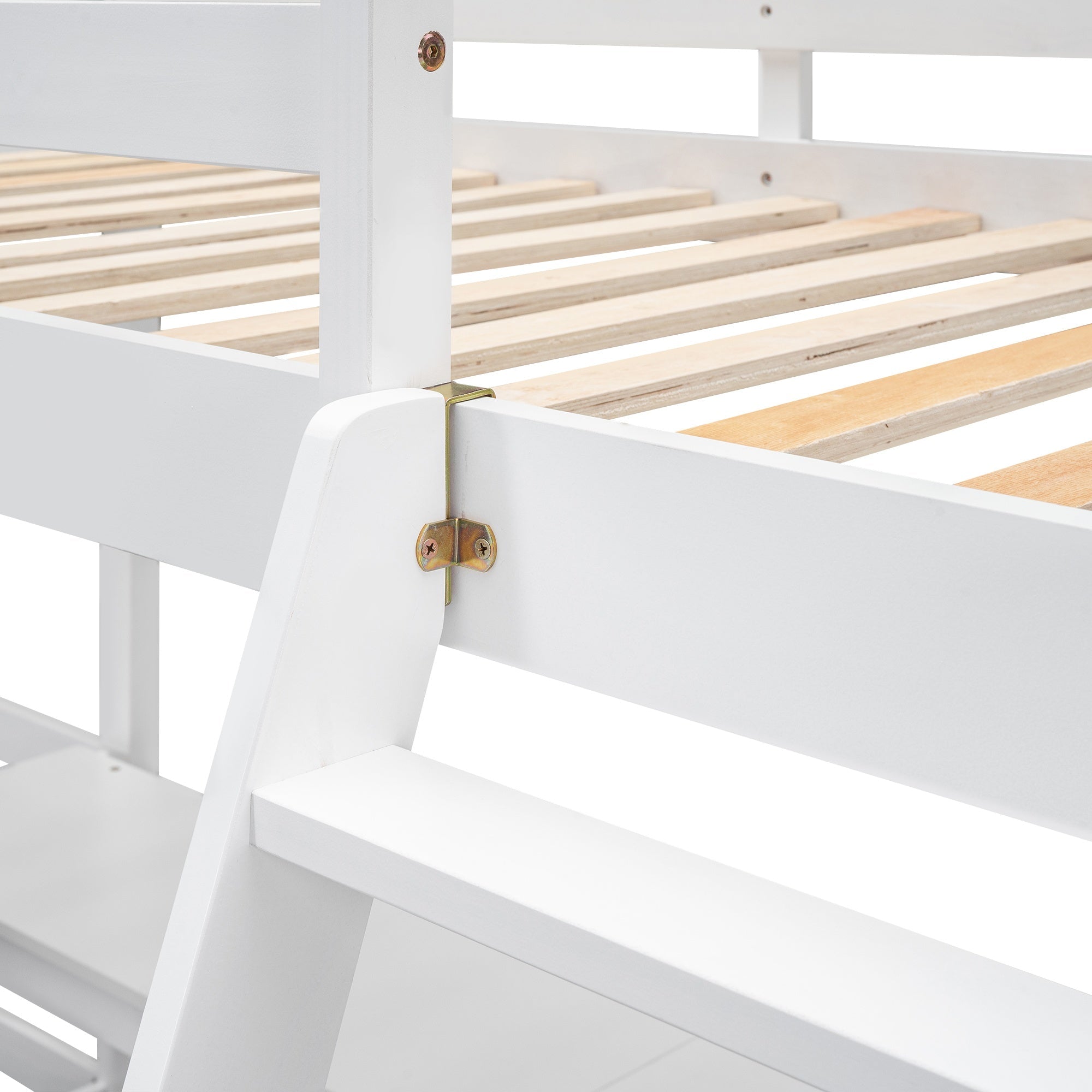 Bellemave® Loft Bed Twin for 2 People, L - Shaped Loft Bed Wood with 2 Desk and 2 Ladders - Bellemave