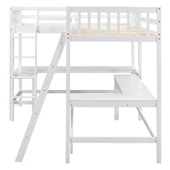 Bellemave® Loft Bed Twin for 2 People, L - Shaped Loft Bed Wood with 2 Desk and 2 Ladders - Bellemave
