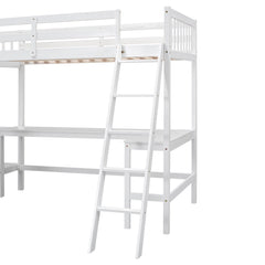 Bellemave® Loft Bed Twin for 2 People, L - Shaped Loft Bed Wood with 2 Desk and 2 Ladders - Bellemave
