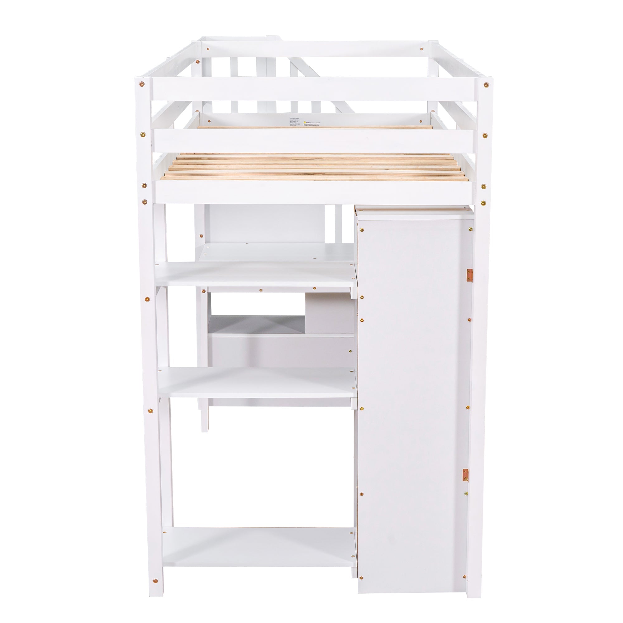 Bellemave® Loft Bed Twin with Storage Drawers ,Desk and Stairs, Wooden Loft Bed with Shelves - White - Bellemave