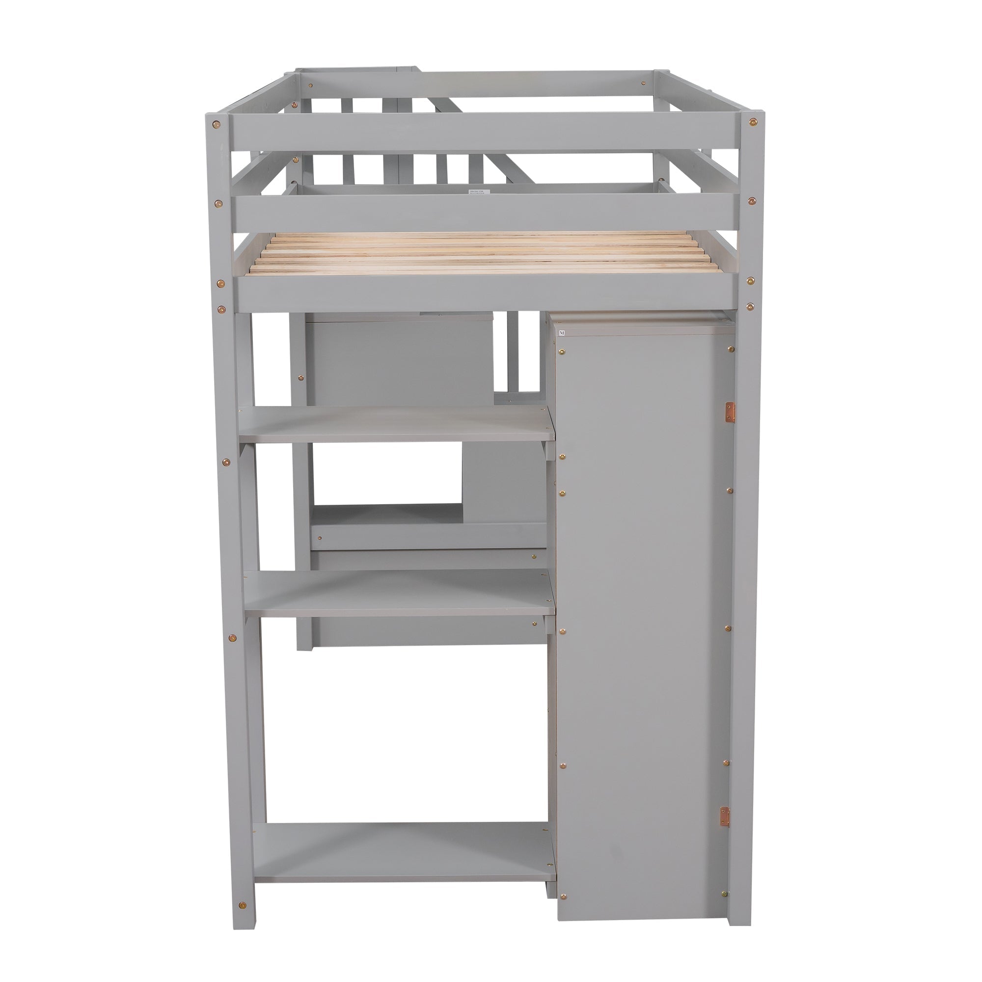 Bellemave® Loft Bed Twin with Storage Drawers ,Desk and Stairs, Wooden Loft Bed with Shelves - White - Bellemave