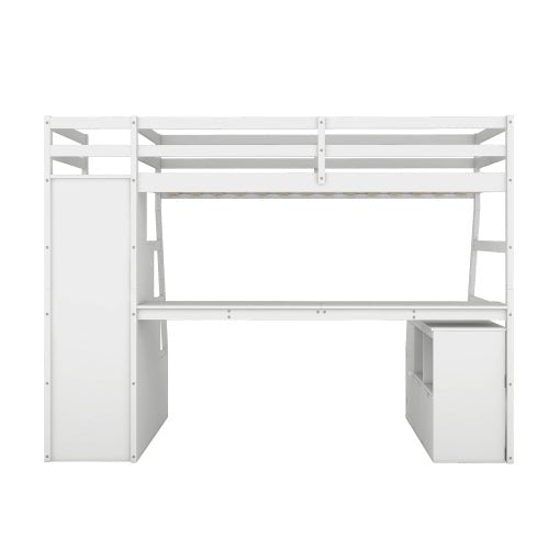 Bellemave® Loft Bed with 7 Drawers 2 Shelves and Desk - Bellemave