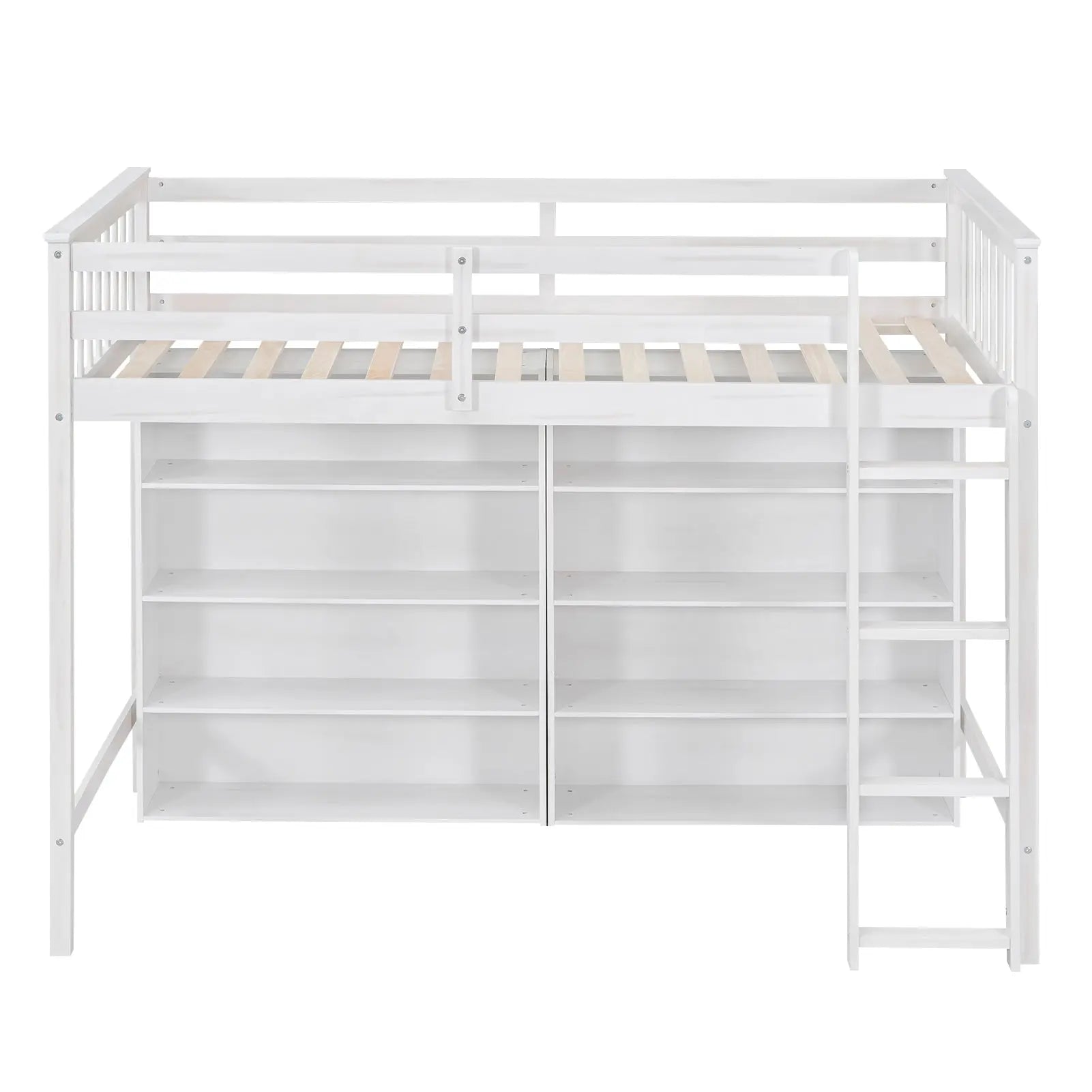 Bellemave® Loft Bed with 8 Open Storage Shelves and Built - in Ladder - Bellemave