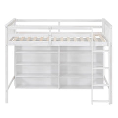 Bellemave® Loft Bed with 8 Open Storage Shelves and Built - in Ladder - Bellemave