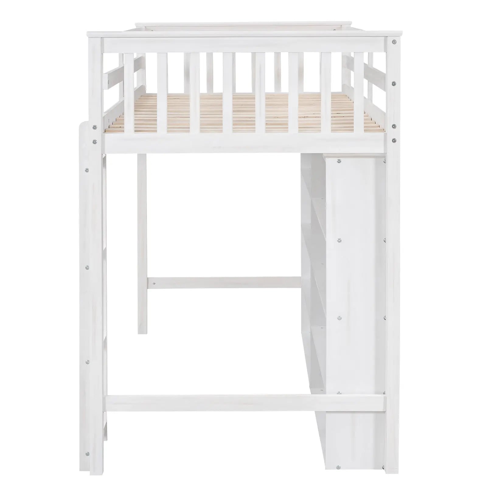 Bellemave® Loft Bed with 8 Open Storage Shelves and Built - in Ladder - Bellemave