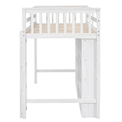 Bellemave® Loft Bed with 8 Open Storage Shelves and Built - in Ladder - Bellemave