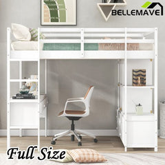Bellemave® Loft Bed with Built - in Desk and 2 Drawers,Storage Shelves - Bellemave