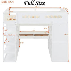 Bellemave® Loft Bed with Desk and Wardrobes, 4 Drawers and 4 Shelves - Bellemave
