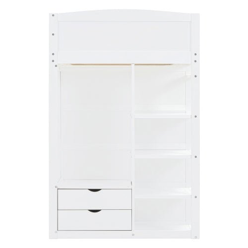 Bellemave® Loft Bed with Desk and Wardrobes, 4 Drawers and 4 Shelves - Bellemave