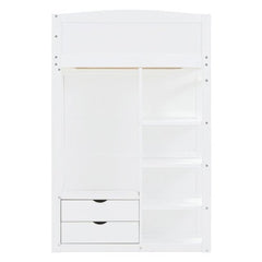 Bellemave® Loft Bed with Desk and Wardrobes, 4 Drawers and 4 Shelves - Bellemave