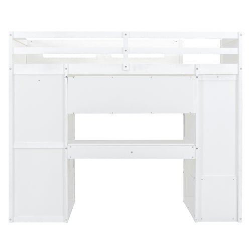 Bellemave® Loft Bed with Desk and Wardrobes, 4 Drawers and 4 Shelves - Bellemave