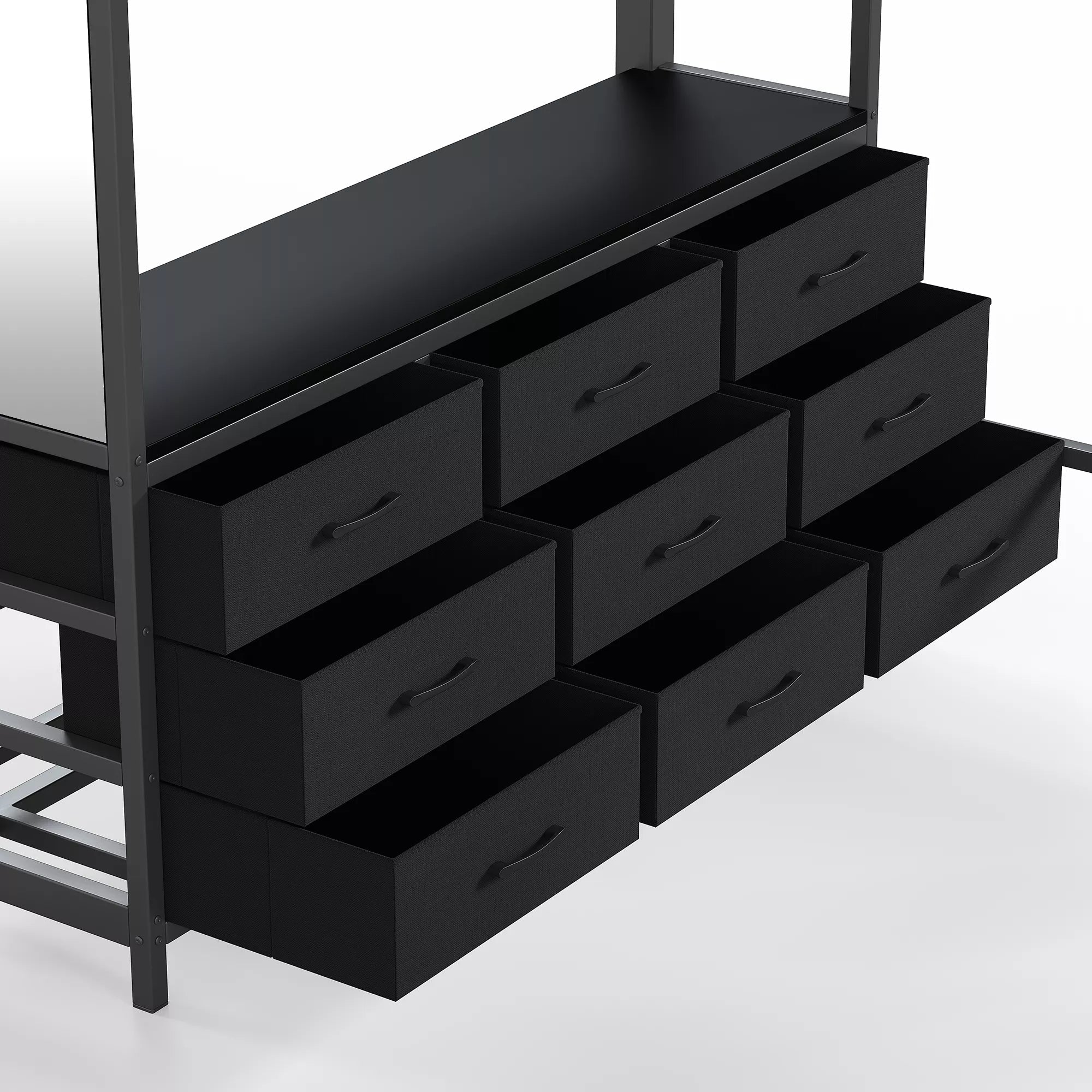 Bellemave® Loft Bed with Desk, Drawers, LED Light, USB and Mirror, Heavy Duty Loft Bed Frame for Teens and Adults - Bellemave