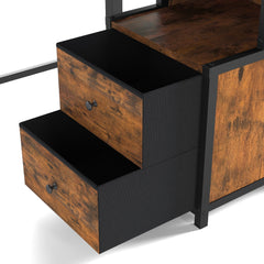 Bellemave® Loft Bed with Desk & Fabric Drawer, Metal Loft Bed Frame with guardrail & Ladder, Black - Bellemave