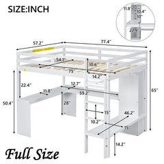 Bellemave® Loft Bed with L - shaped Desk, Wardrobe and Storage Shelves - Bellemave